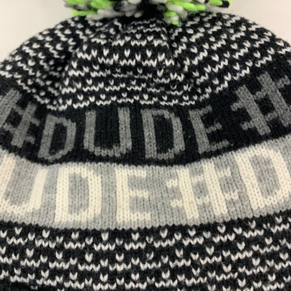 The Children’s Place “DUDE” Big Boys Pom Pom beanie/hat XL, Navy Green grunge - Picture 2 of 11